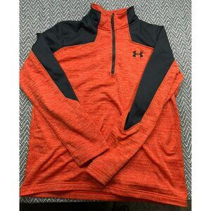 Under Armour Men's Large Loose Fit Half-Zip Performance Pullover Orange & Black